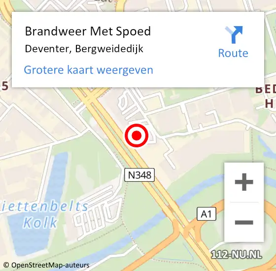 Locatie op kaart van de 112 melding: Brandweer Met Spoed Naar Deventer, Bergweidedijk op 18 april 2023 05:08