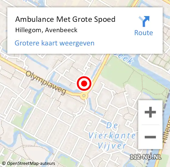 Locatie op kaart van de 112 melding: Ambulance Met Grote Spoed Naar Hillegom, Avenbeeck op 18 april 2023 06:25