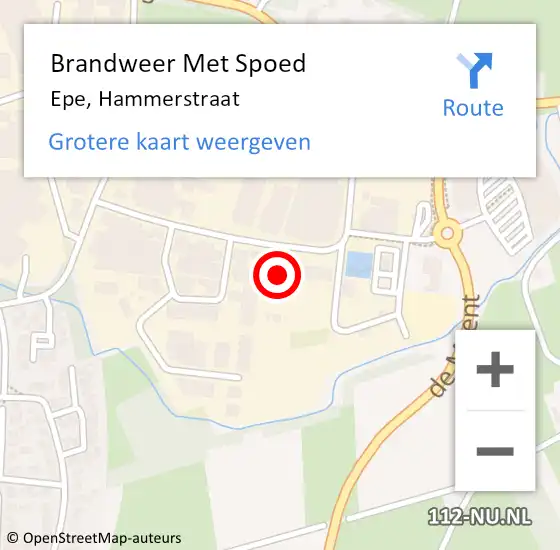 Locatie op kaart van de 112 melding: Brandweer Met Spoed Naar Epe, Hammerstraat op 18 april 2023 06:44