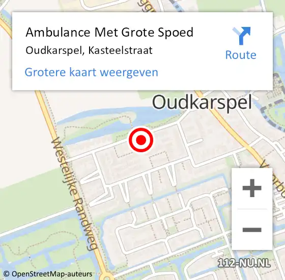 Locatie op kaart van de 112 melding: Ambulance Met Grote Spoed Naar Oudkarspel, Kasteelstraat op 18 april 2023 06:45
