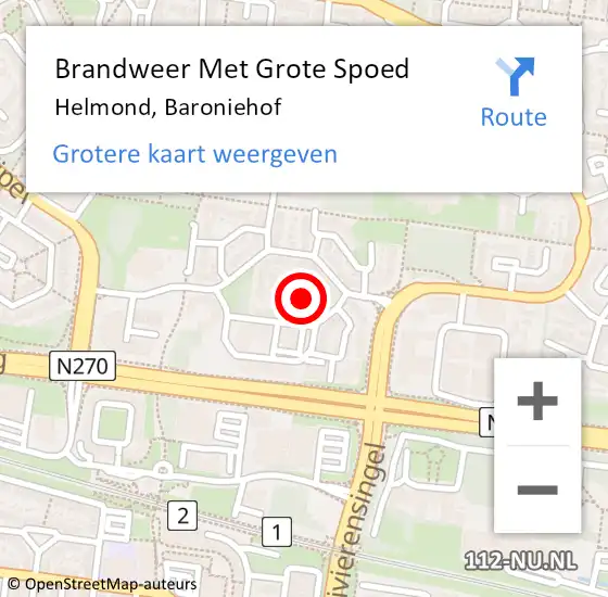 Locatie op kaart van de 112 melding: Brandweer Met Grote Spoed Naar Helmond, Baroniehof op 18 april 2023 06:57
