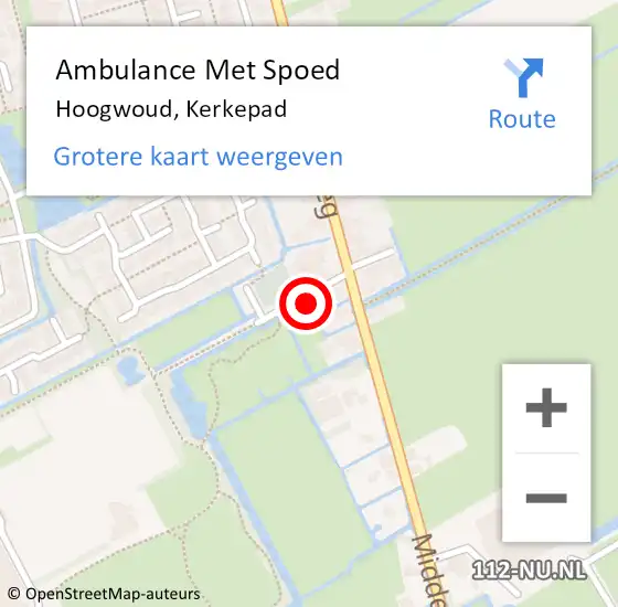 Locatie op kaart van de 112 melding: Ambulance Met Spoed Naar Hoogwoud, Kerkepad op 18 april 2023 07:28