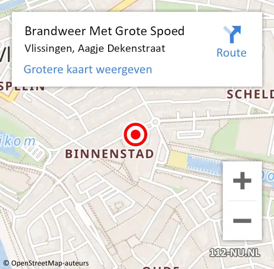 Locatie op kaart van de 112 melding: Brandweer Met Grote Spoed Naar Vlissingen, Aagje Dekenstraat op 18 april 2023 07:53