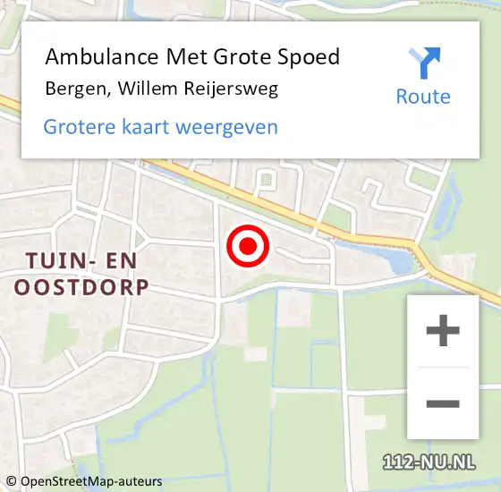 Locatie op kaart van de 112 melding: Ambulance Met Grote Spoed Naar Bergen, Willem Reijersweg op 18 april 2023 08:18