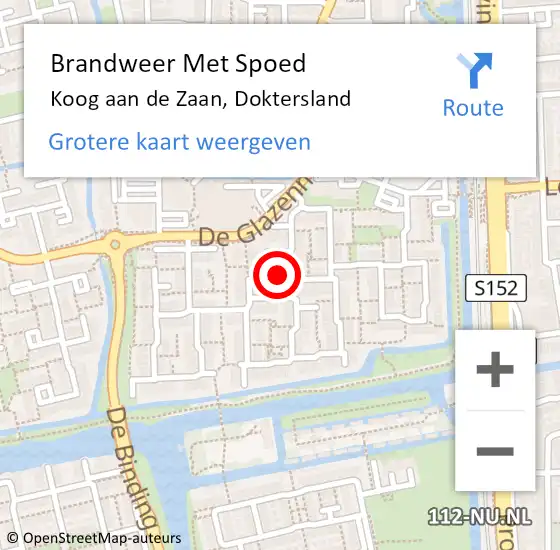 Locatie op kaart van de 112 melding: Brandweer Met Spoed Naar Koog aan de Zaan, Doktersland op 18 april 2023 08:22
