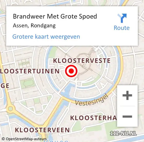 Locatie op kaart van de 112 melding: Brandweer Met Grote Spoed Naar Assen, Rondgang op 18 april 2023 08:52