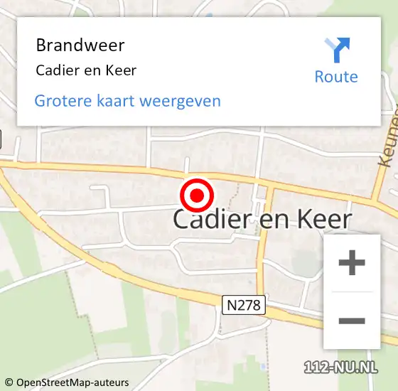 Locatie op kaart van de 112 melding: Brandweer Cadier en Keer op 18 april 2023 08:56