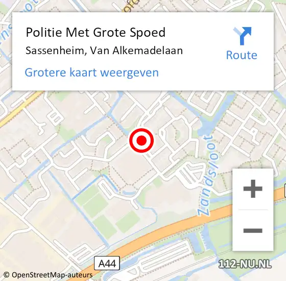 Locatie op kaart van de 112 melding: Politie Met Grote Spoed Naar Sassenheim, Van Alkemadelaan op 18 april 2023 09:14