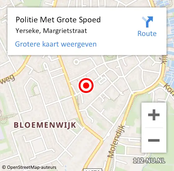 Locatie op kaart van de 112 melding: Politie Met Grote Spoed Naar Yerseke, Margrietstraat op 18 april 2023 09:18