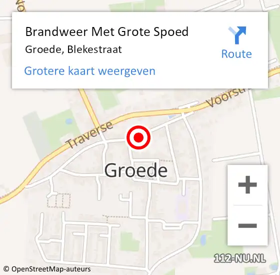 Locatie op kaart van de 112 melding: Brandweer Met Grote Spoed Naar Groede, Blekestraat op 18 april 2023 09:27