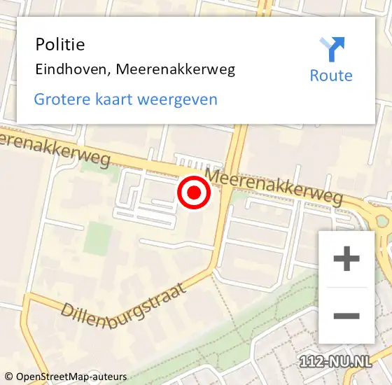 Locatie op kaart van de 112 melding: Politie Eindhoven, Meerenakkerweg op 18 april 2023 09:39