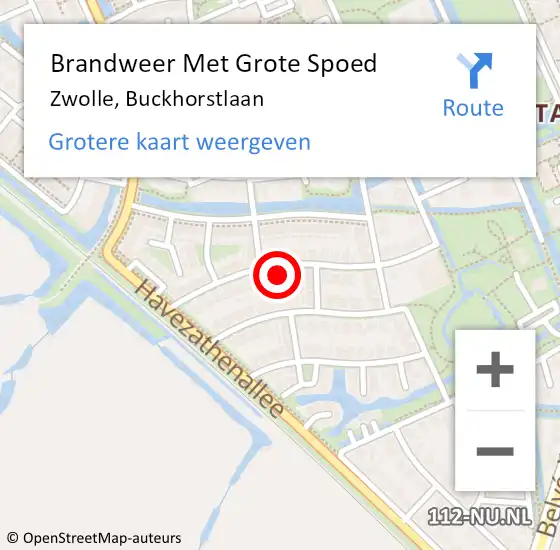 Locatie op kaart van de 112 melding: Brandweer Met Grote Spoed Naar Zwolle, Buckhorstlaan op 18 april 2023 09:53