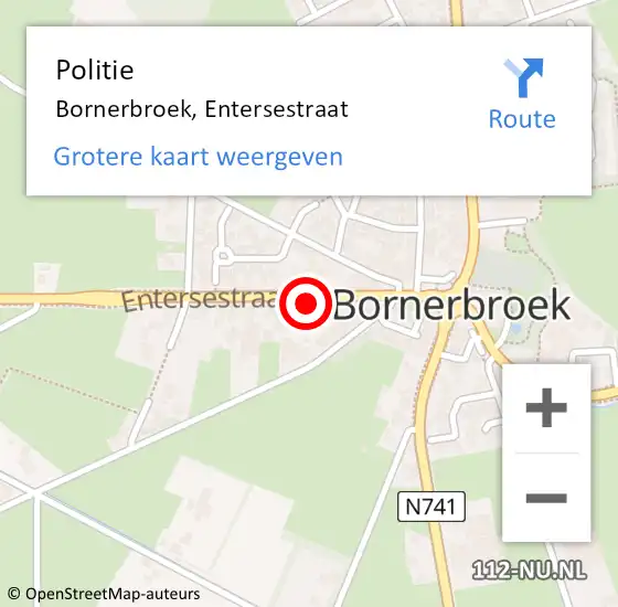 Locatie op kaart van de 112 melding: Politie Bornerbroek, Entersestraat op 18 april 2023 09:59