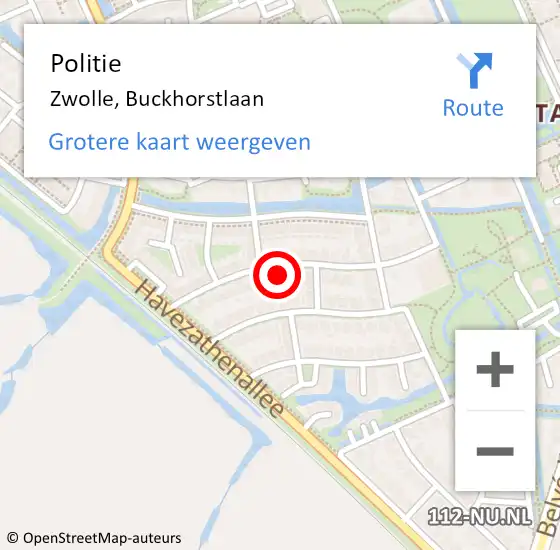 Locatie op kaart van de 112 melding: Politie Zwolle, Buckhorstlaan op 18 april 2023 10:14