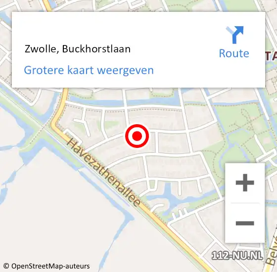 Locatie op kaart van de 112 melding:  Zwolle, Buckhorstlaan op 18 april 2023 10:30