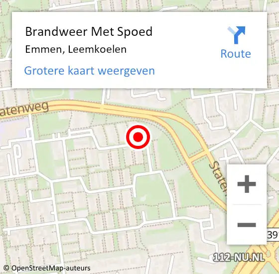 Locatie op kaart van de 112 melding: Brandweer Met Spoed Naar Emmen, Leemkoelen op 18 april 2023 10:37