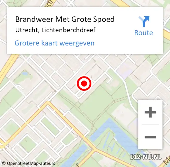 Locatie op kaart van de 112 melding: Brandweer Met Grote Spoed Naar Utrecht, Lichtenberchdreef op 18 april 2023 11:04
