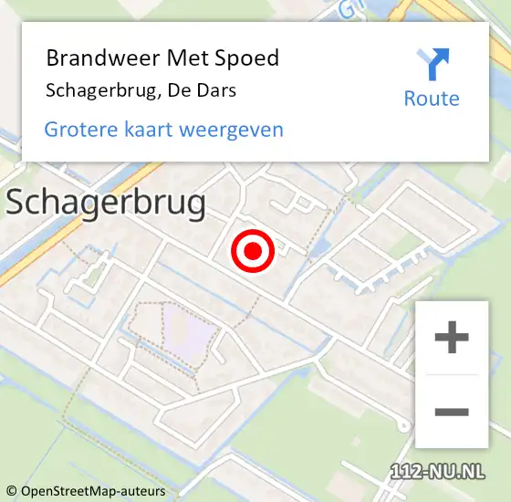 Locatie op kaart van de 112 melding: Brandweer Met Spoed Naar Schagerbrug, De Dars op 18 april 2023 11:13