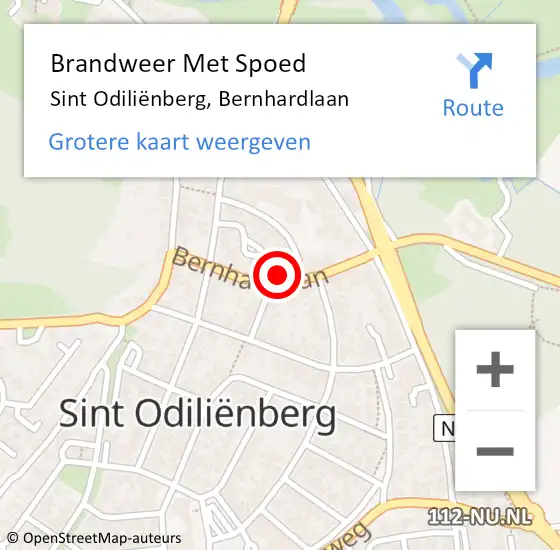 Locatie op kaart van de 112 melding: Brandweer Met Spoed Naar Sint Odiliënberg, Bernhardlaan op 18 april 2023 11:17