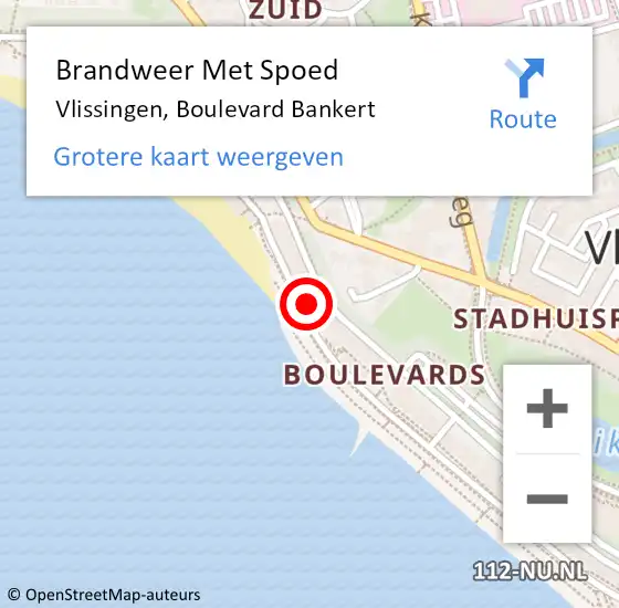 Locatie op kaart van de 112 melding: Brandweer Met Spoed Naar Vlissingen, Boulevard Bankert op 18 april 2023 11:17