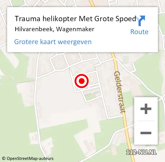 Locatie op kaart van de 112 melding: Trauma helikopter Met Grote Spoed Naar Hilvarenbeek, Wagenmaker op 18 april 2023 11:24