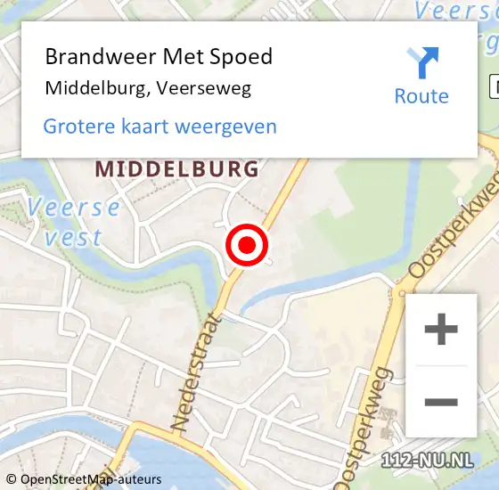 Locatie op kaart van de 112 melding: Brandweer Met Spoed Naar Middelburg, Veerseweg op 18 april 2023 11:42