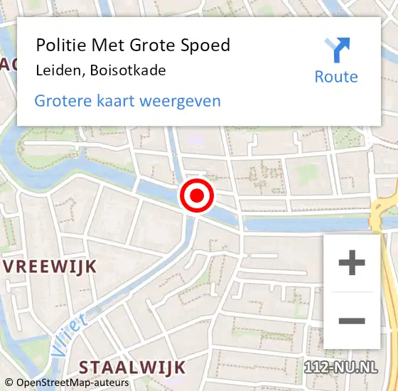 Locatie op kaart van de 112 melding: Politie Met Grote Spoed Naar Leiden, Boisotkade op 18 april 2023 11:43