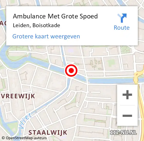 Locatie op kaart van de 112 melding: Ambulance Met Grote Spoed Naar Leiden, Boisotkade op 18 april 2023 11:44