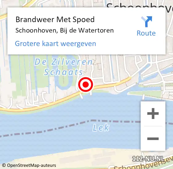 Locatie op kaart van de 112 melding: Brandweer Met Spoed Naar Schoonhoven, Bij de Watertoren op 18 april 2023 11:55