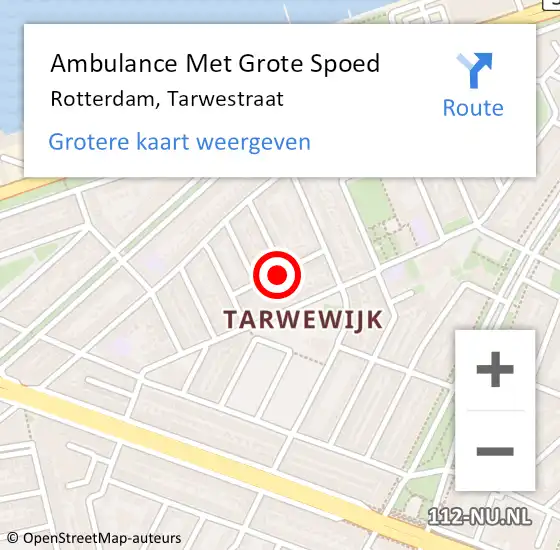 Locatie op kaart van de 112 melding: Ambulance Met Grote Spoed Naar Rotterdam, Tarwestraat op 18 april 2023 12:01