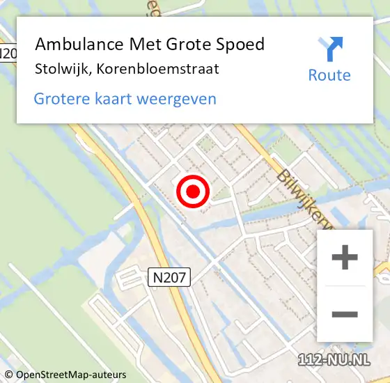 Locatie op kaart van de 112 melding: Ambulance Met Grote Spoed Naar Stolwijk, Korenbloemstraat op 18 april 2023 12:06