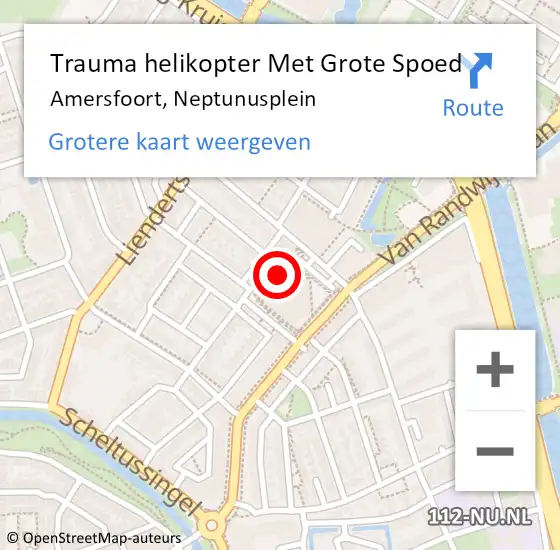 Locatie op kaart van de 112 melding: Trauma helikopter Met Grote Spoed Naar Amersfoort, Neptunusplein op 18 april 2023 12:19