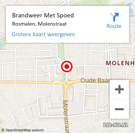Locatie op kaart van de 112 melding: Brandweer Met Spoed Naar Rosmalen, Molenstraat op 18 april 2023 12:36