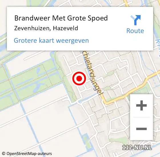 Locatie op kaart van de 112 melding: Brandweer Met Grote Spoed Naar Zevenhuizen, Hazeveld op 18 april 2023 12:59