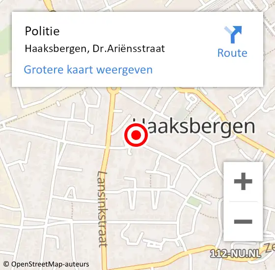 Locatie op kaart van de 112 melding: Politie Haaksbergen, Dr.Ariënsstraat op 18 april 2023 13:01