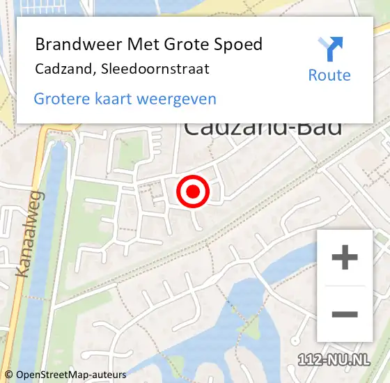 Locatie op kaart van de 112 melding: Brandweer Met Grote Spoed Naar Cadzand, Sleedoornstraat op 18 april 2023 13:03