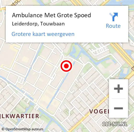 Locatie op kaart van de 112 melding: Ambulance Met Grote Spoed Naar Leiderdorp, Touwbaan op 18 april 2023 13:08