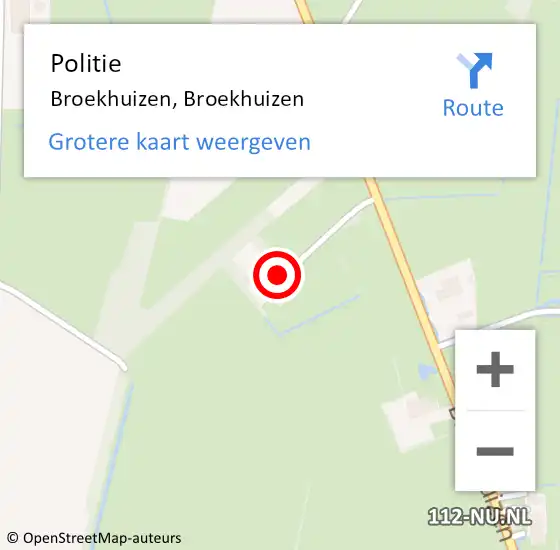 Locatie op kaart van de 112 melding: Politie Broekhuizen, Broekhuizen op 18 april 2023 13:32