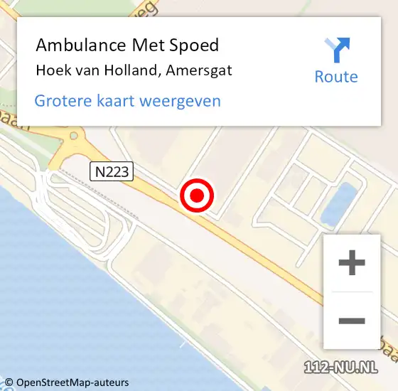 Locatie op kaart van de 112 melding: Ambulance Met Spoed Naar Hoek van Holland, Amersgat op 18 april 2023 13:46