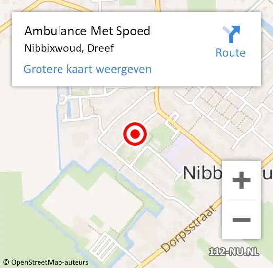 Locatie op kaart van de 112 melding: Ambulance Met Spoed Naar Nibbixwoud, Dreef op 18 april 2023 13:52