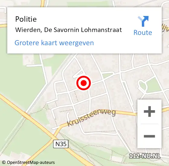 Locatie op kaart van de 112 melding: Politie Wierden, De Savornin Lohmanstraat op 18 april 2023 14:25