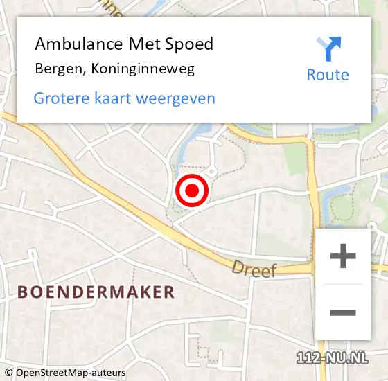 Locatie op kaart van de 112 melding: Ambulance Met Spoed Naar Bergen, Koninginneweg op 18 april 2023 14:27