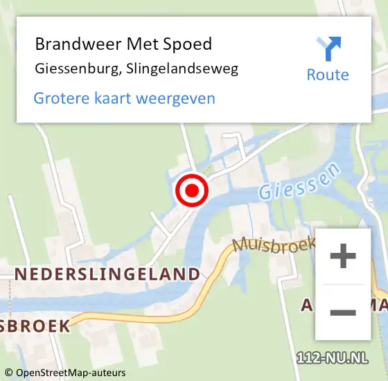 Locatie op kaart van de 112 melding: Brandweer Met Spoed Naar Giessenburg, Slingelandseweg op 18 april 2023 14:35