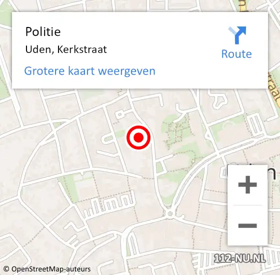 Locatie op kaart van de 112 melding: Politie Uden, Kerkstraat op 18 april 2023 15:03