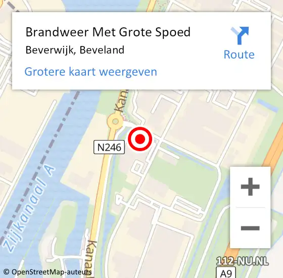 Locatie op kaart van de 112 melding: Brandweer Met Grote Spoed Naar Beverwijk, Beveland op 18 april 2023 15:09