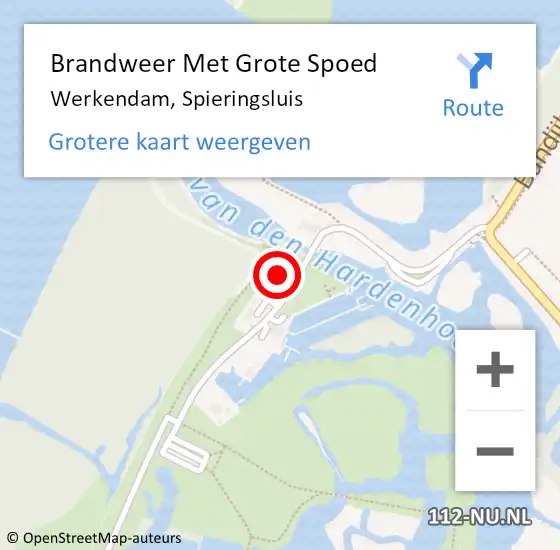 Locatie op kaart van de 112 melding: Brandweer Met Grote Spoed Naar Werkendam, Spieringsluis op 18 april 2023 16:21