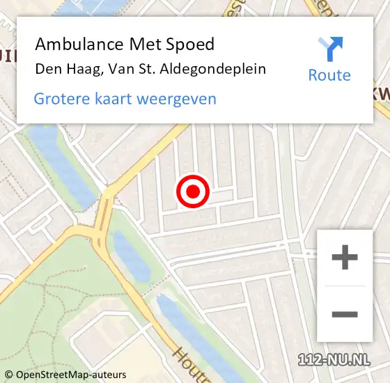 Locatie op kaart van de 112 melding: Ambulance Met Spoed Naar Den Haag, Van St. Aldegondeplein op 18 april 2023 16:27