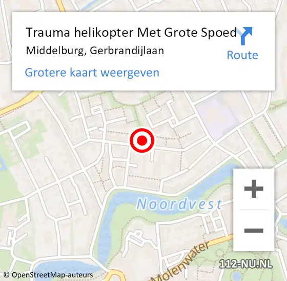 Locatie op kaart van de 112 melding: Trauma helikopter Met Grote Spoed Naar Middelburg, Gerbrandijlaan op 18 april 2023 16:30