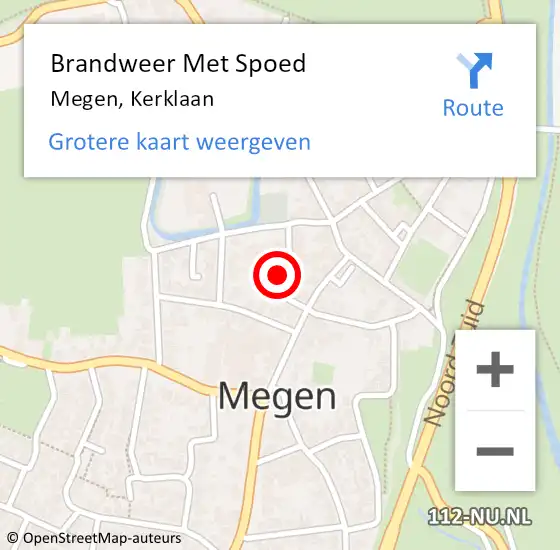 Locatie op kaart van de 112 melding: Brandweer Met Spoed Naar Megen, Kerklaan op 18 april 2023 16:34