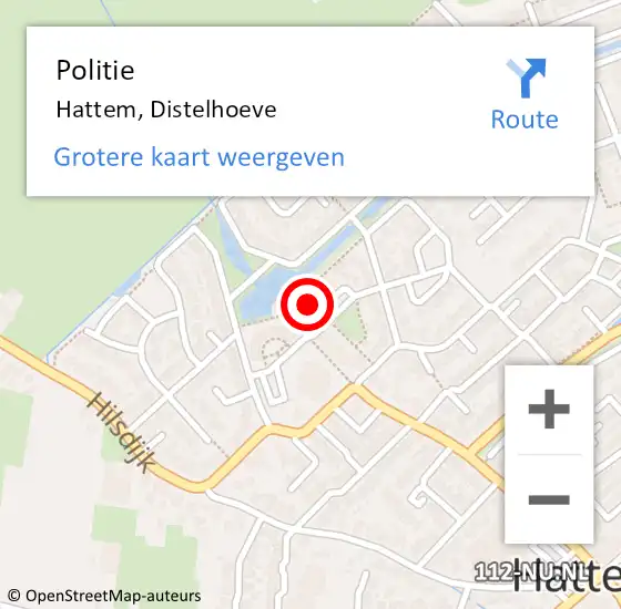 Locatie op kaart van de 112 melding: Politie Hattem, Distelhoeve op 18 april 2023 16:38
